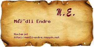 Mádli Endre névjegykártya
